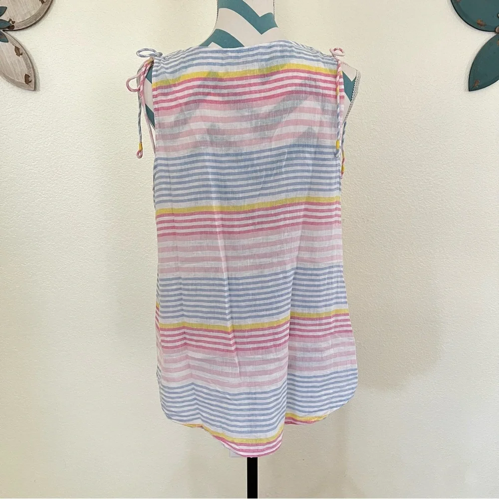 Tommy Bahama Sleeveless V-Neck Tank Striped Linen Blend size Medium - Picture 3 of 12